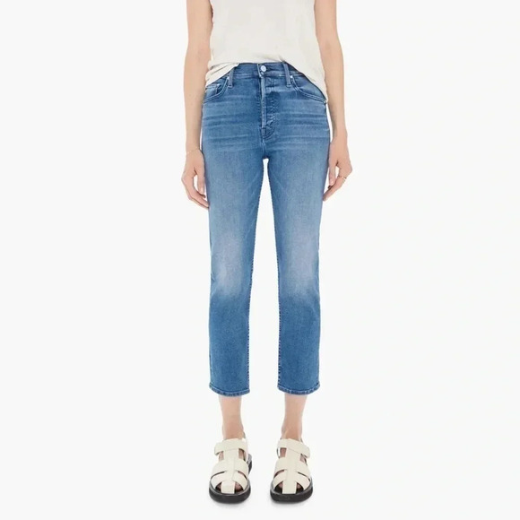New MOTHER The Tomcat Jeans High Rise Straight Leg Ankle Denim Crop Oui Oui 30 - Picture 1 of 14